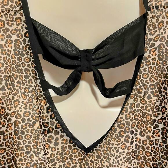 Victoria’s Secret Leopard Sheer Cover-Up Tunic M/L Oversized Bow Back Swim Y2K - Picture 5 of 7